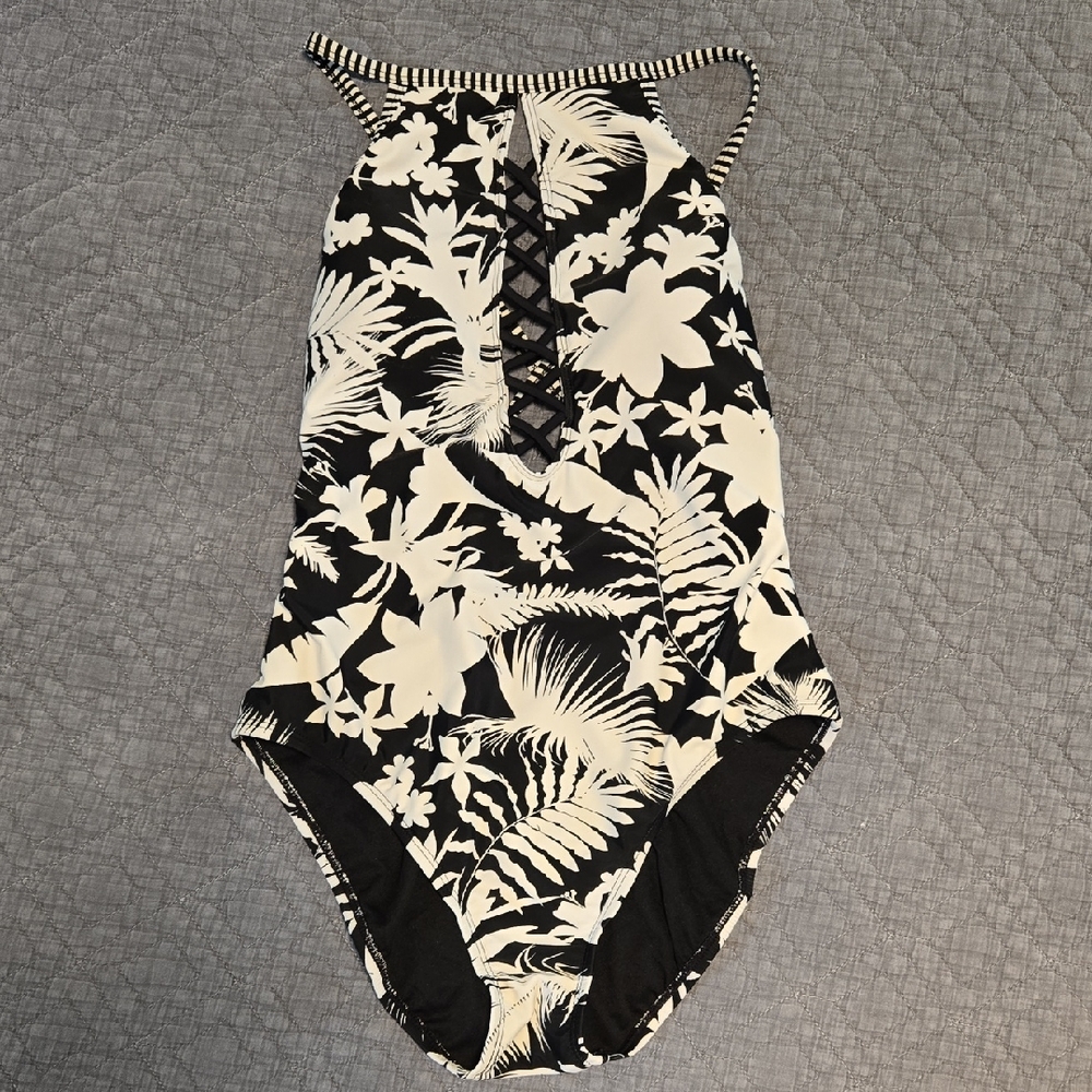 Bleu Rod Beattie Striped Black and White Swimsuit